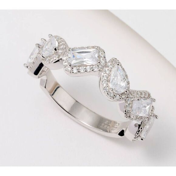 New~Diamonique Fancy Cut Multi Shape Bridal/Anniversary Ring Sz 8 - Picture 5 of 5